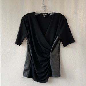 DKNY Faux Leather Top